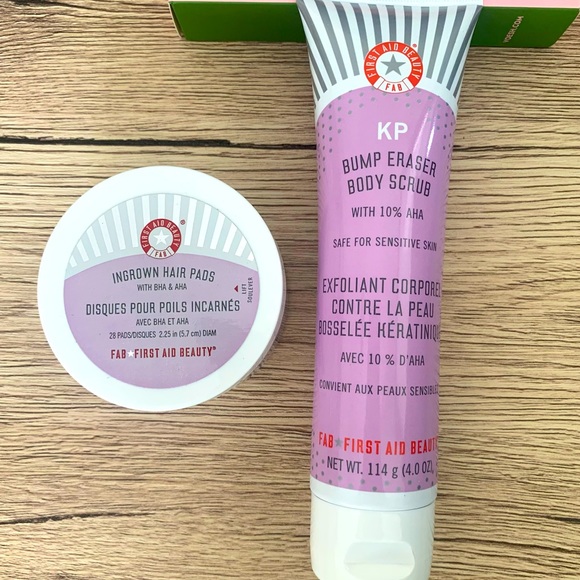 FAB FIRST AID BEAUTY Bath & Body Bundle Ingrown Hair Pads With Bha Aha And Kp Bump Eraser